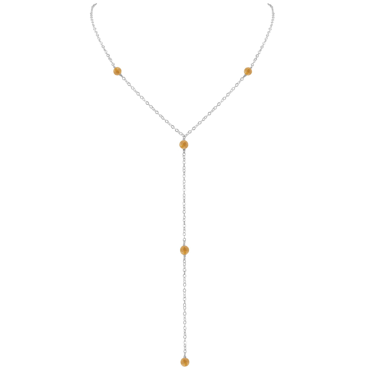 Dainty Y Necklace - Citrine - Sterling Silver - Luna Tide Handmade Jewellery