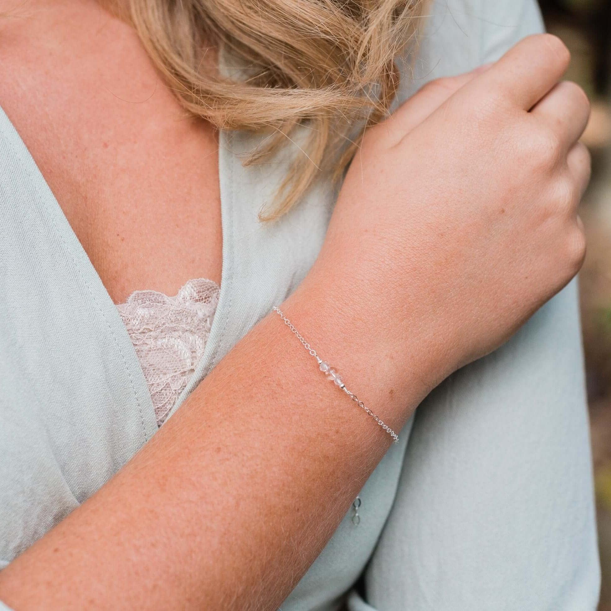 Dainty Crystal Quartz Gemstone Bracelet - Dainty Crystal Quartz Gemstone Bracelet - 14k Gold Fill - Luna Tide Handmade Crystal Jewellery