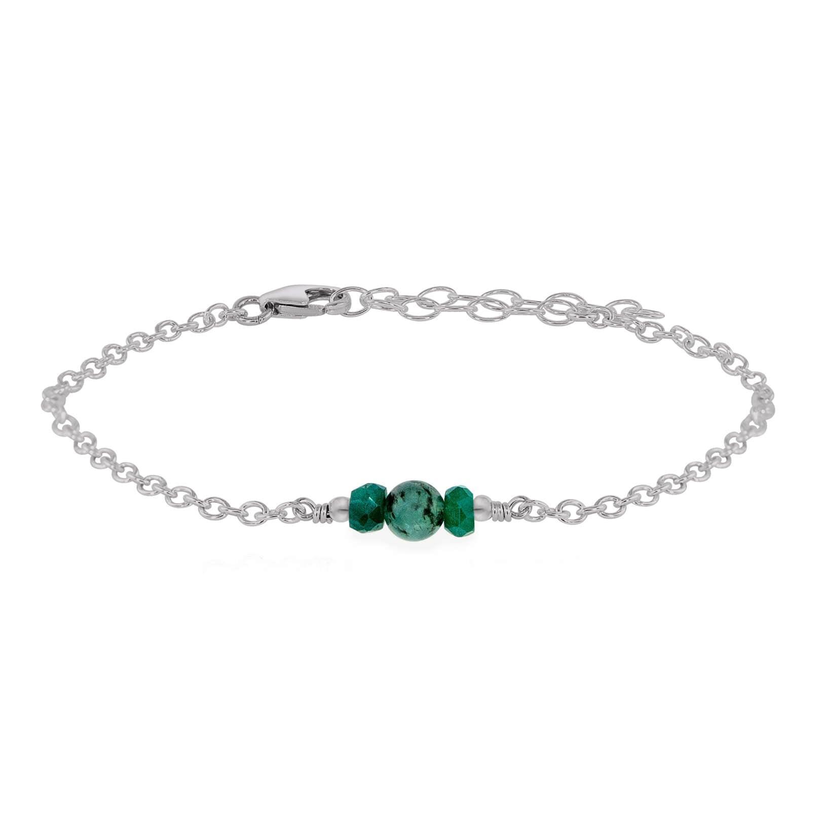 Dainty Emerald Gemstone Bracelet - Dainty Emerald Gemstone Bracelet - Stainless Steel - Luna Tide Handmade Crystal Jewellery