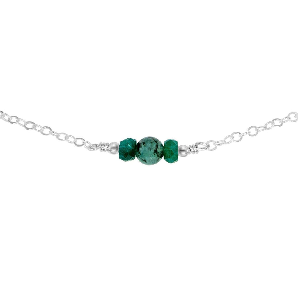 Dainty Emerald Gemstone Choker Necklace - Dainty Emerald Gemstone Choker Necklace - Sterling Silver - Luna Tide Handmade Crystal Jewellery
