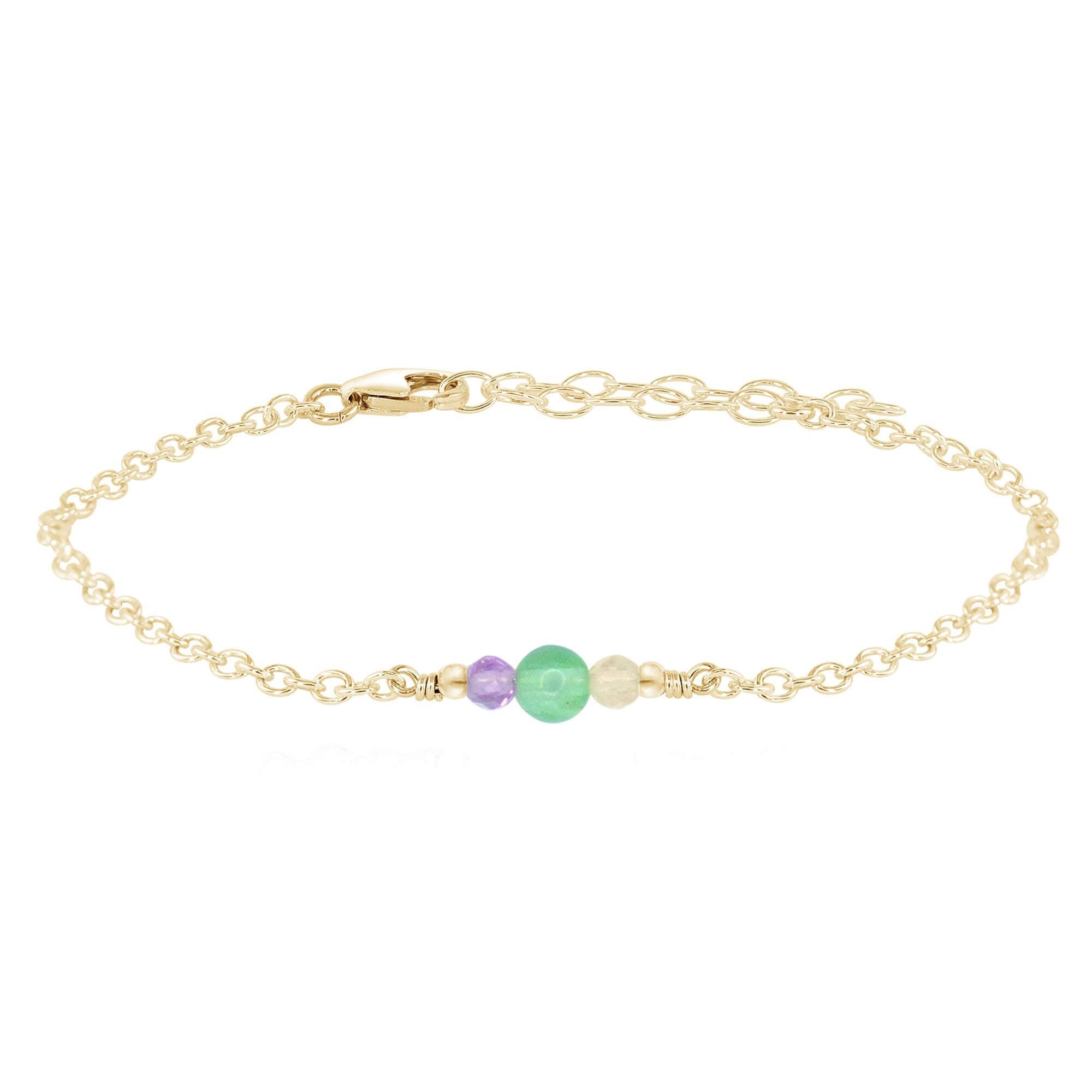 Dainty Fluorite Gemstone Bracelet - Dainty Fluorite Gemstone Bracelet - 14k Gold Fill - Luna Tide Handmade Crystal Jewellery