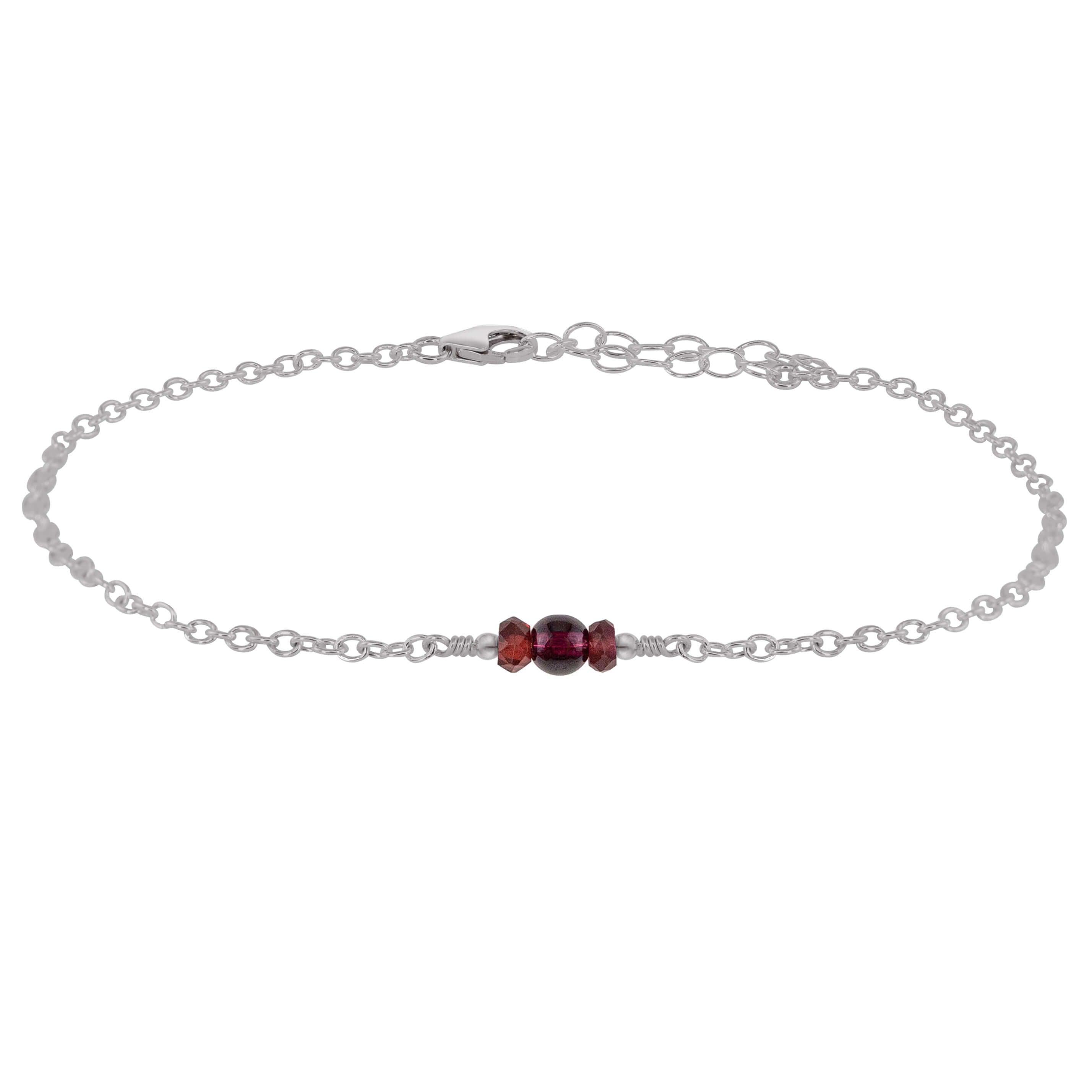 Dainty Garnet Gemstone Anklet - Dainty Garnet Gemstone Anklet - Stainless Steel - Luna Tide Handmade Crystal Jewellery