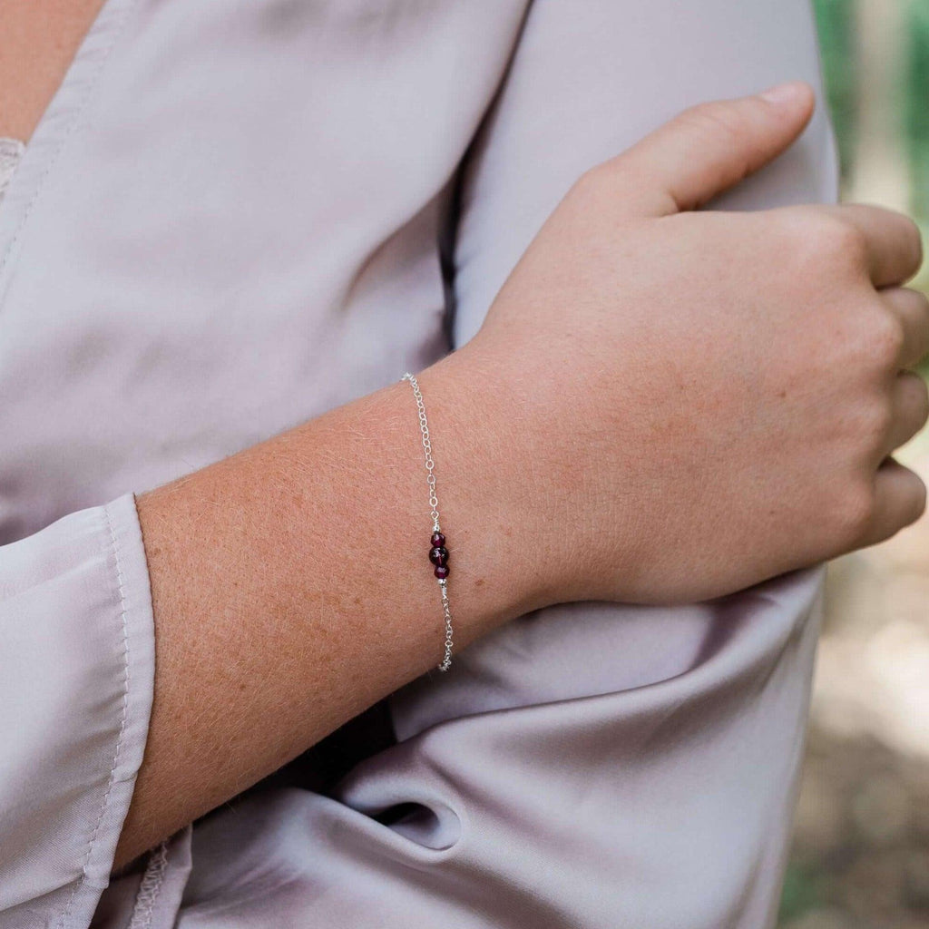 Dainty Garnet Gemstone Bracelet - Dainty Garnet Gemstone Bracelet - 14k Gold Fill - Luna Tide Handmade Crystal Jewellery