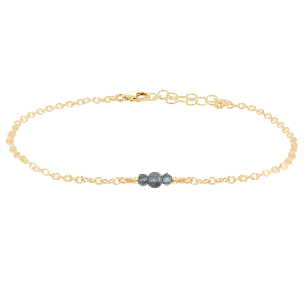 Dainty Labradorite Gemstone Anklet - Dainty Labradorite Gemstone Anklet - 14k Gold Fill - Luna Tide Handmade Crystal Jewellery