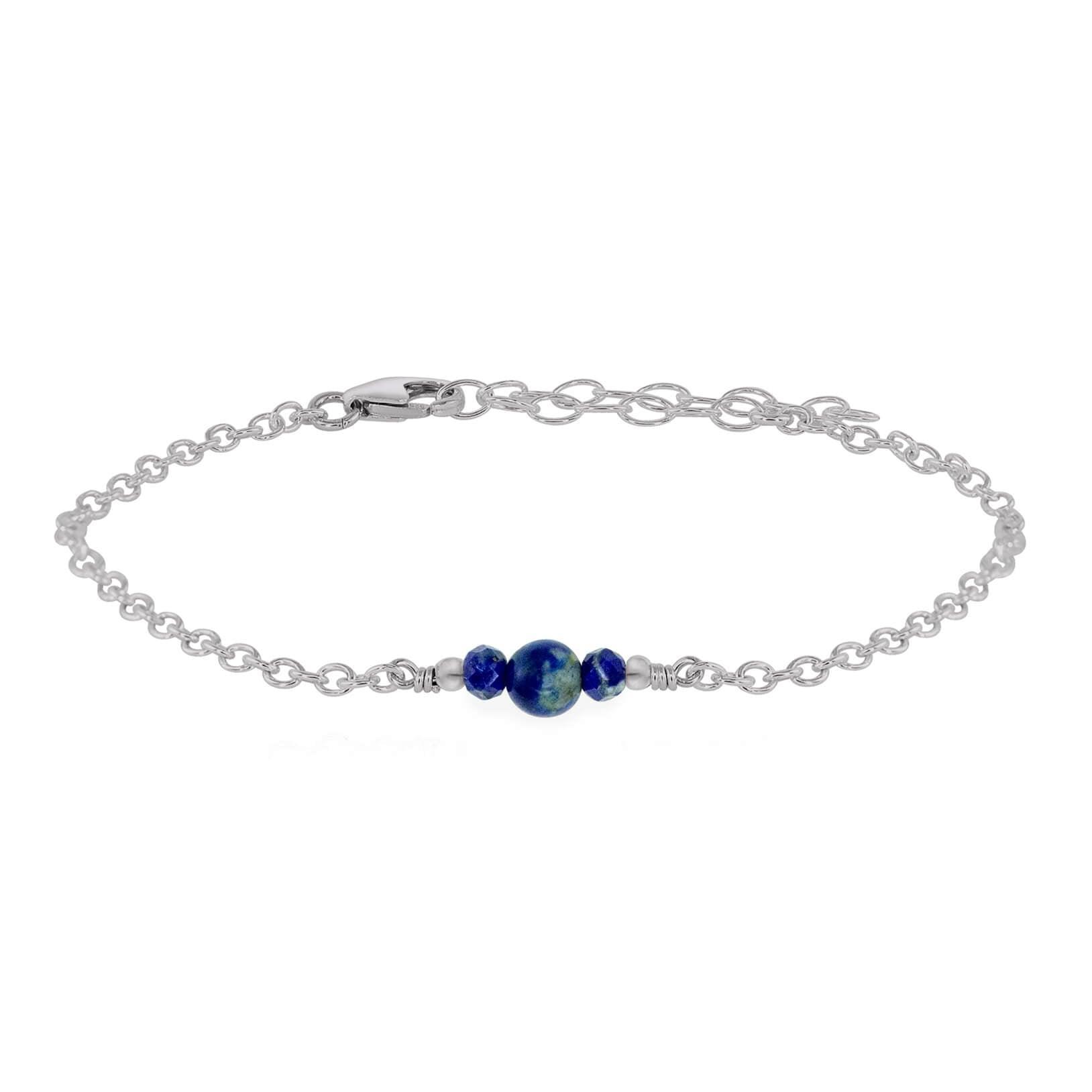 Dainty Lapis Lazuli Gemstone Bracelet - Dainty Lapis Lazuli Gemstone Bracelet - Stainless Steel - Luna Tide Handmade Crystal Jewellery