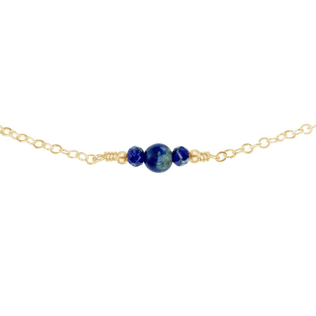 Dainty Lapis Lazuli Gemstone Choker Necklace - Dainty Lapis Lazuli Gemstone Choker Necklace - 14k Gold Fill - Luna Tide Handmade Crystal Jewellery