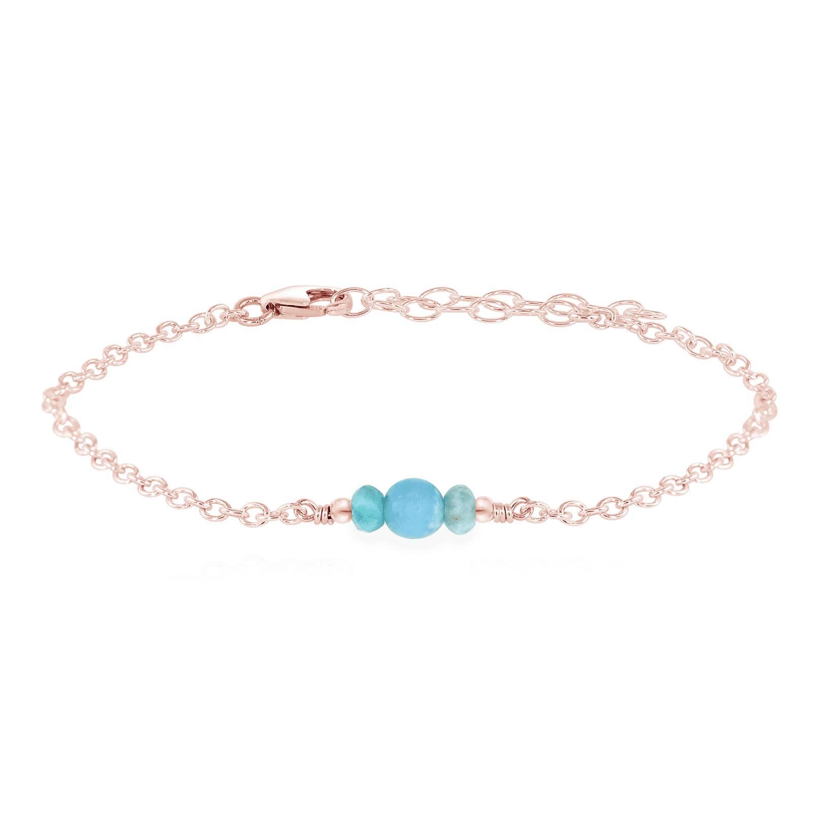 Dainty Larimar Gemstone Bracelet - Dainty Larimar Gemstone Bracelet - 14k Rose Gold Fill - Luna Tide Handmade Crystal Jewellery