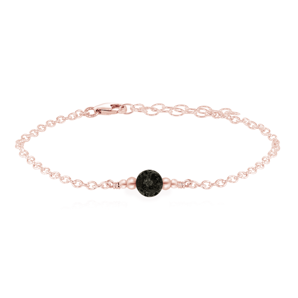 Dainty Lava Stone Essential Oil Diffuser Gemstone Bracelet - Dainty Lava Stone Essential Oil Diffuser Gemstone Bracelet - 14k Rose Gold Fill - Luna Tide Handmade Crystal Jewellery