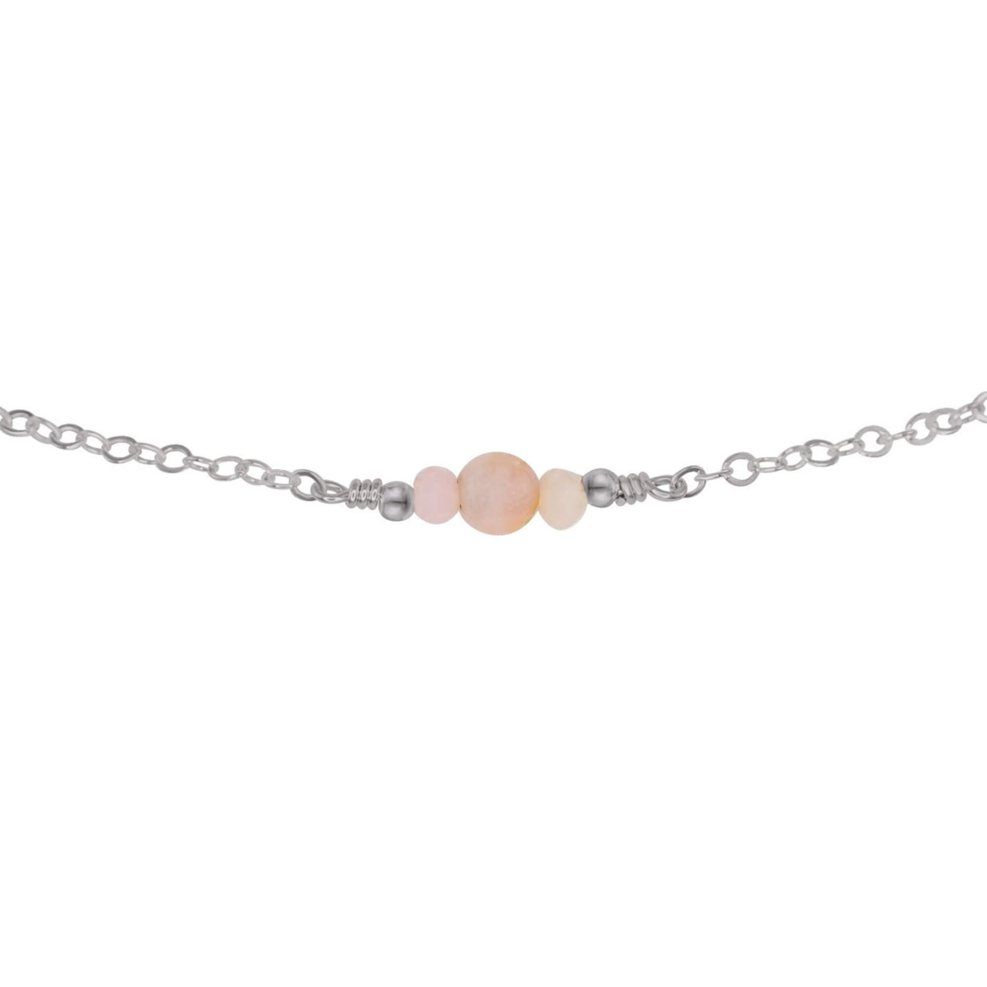 Dainty Pink Peruvian Opal Gemstone Choker Necklace - Dainty Pink Peruvian Opal Gemstone Choker Necklace - Stainless Steel - Luna Tide Handmade Crystal Jewellery