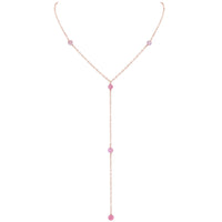 Dainty Y Necklace - Pink Peruvian Opal - 14K Rose Gold Fill - Luna Tide Handmade Jewellery