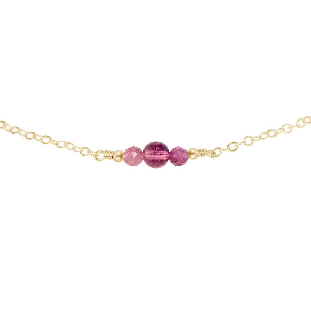 Dainty Pink Tourmaline Gemstone Choker Necklace - Dainty Pink Tourmaline Gemstone Choker Necklace - 14k Gold Fill - Luna Tide Handmade Crystal Jewellery