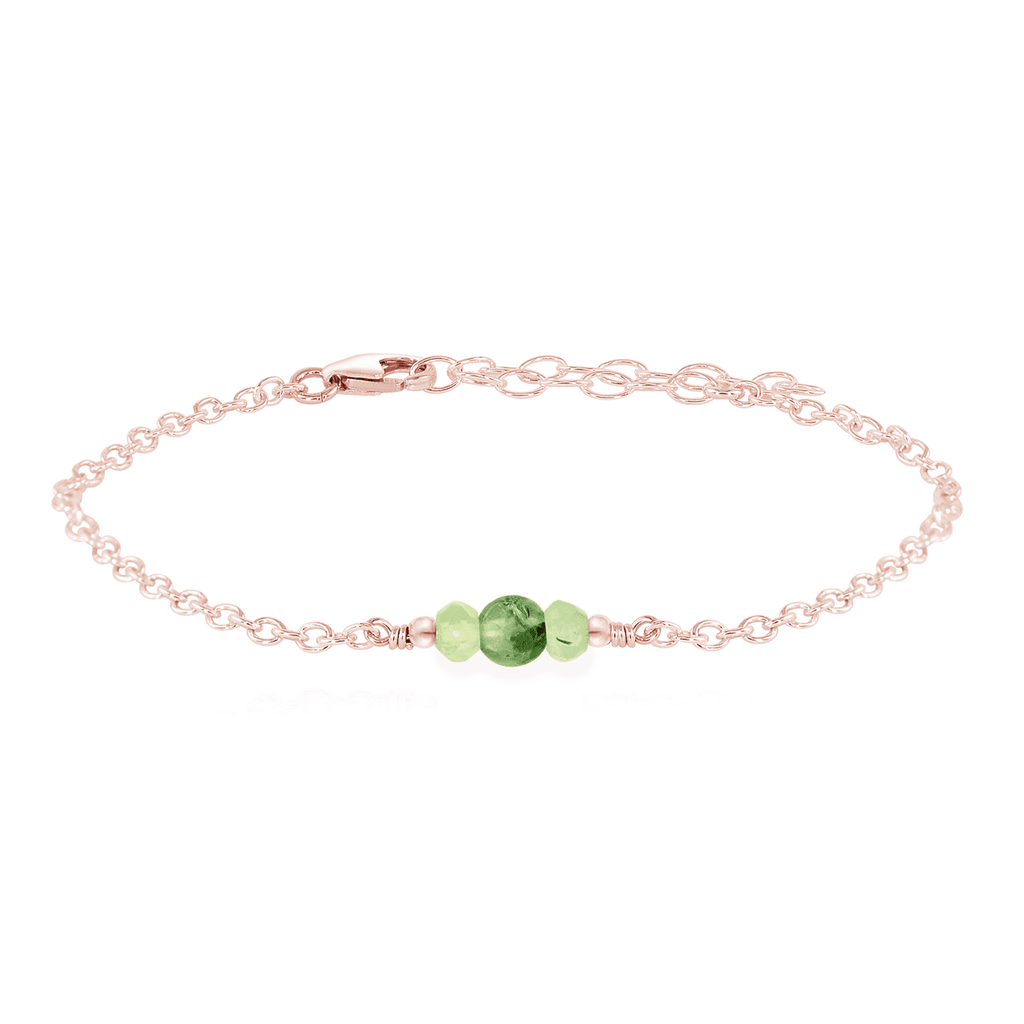 Dainty Prehnite Gemstone Bracelet - Dainty Prehnite Gemstone Bracelet - 14k Rose Gold Fill - Luna Tide Handmade Crystal Jewellery