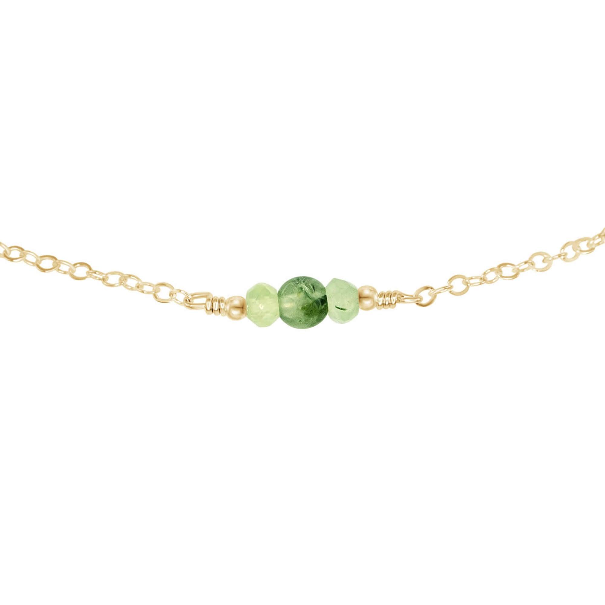 Dainty Prehnite Gemstone Choker Necklace - Dainty Prehnite Gemstone Choker Necklace - 14k Gold Fill - Luna Tide Handmade Crystal Jewellery