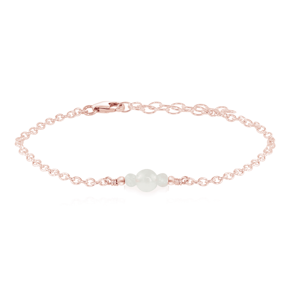 Dainty Rainbow Moonstone Gemstone Bracelet - Dainty Rainbow Moonstone Gemstone Bracelet - 14k Rose Gold Fill - Luna Tide Handmade Crystal Jewellery