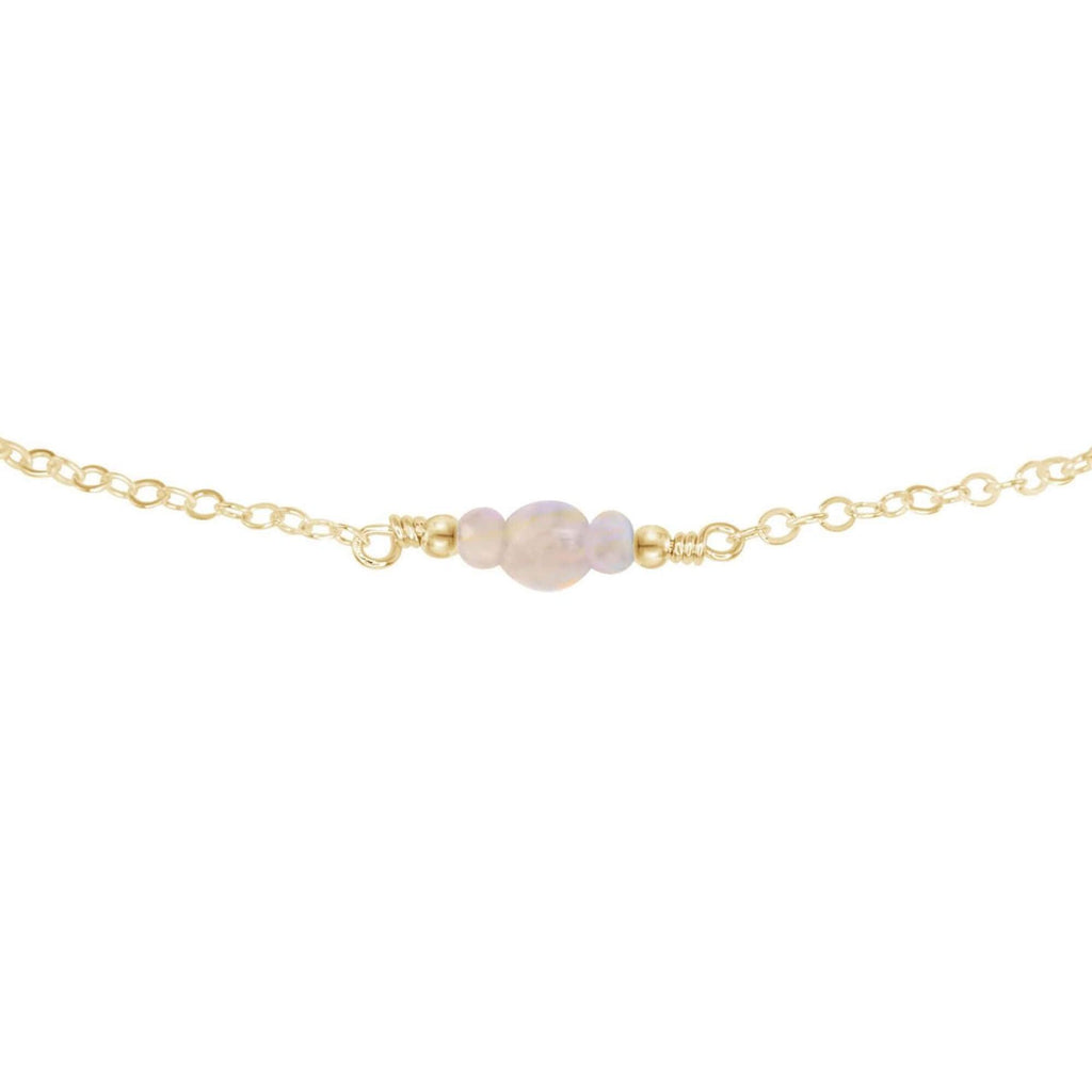 Dainty Rainbow Moonstone Gemstone Choker Necklace - Dainty Rainbow Moonstone Gemstone Choker Necklace - 14k Gold Fill - Luna Tide Handmade Crystal Jewellery