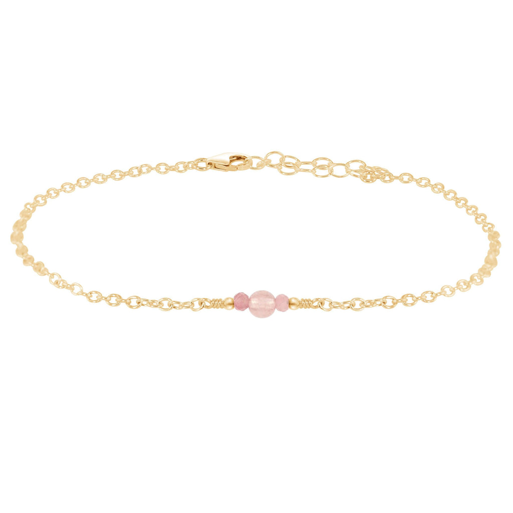 Dainty Rose Quartz Gemstone Anklet - Dainty Rose Quartz Gemstone Anklet - 14k Gold Fill - Luna Tide Handmade Crystal Jewellery