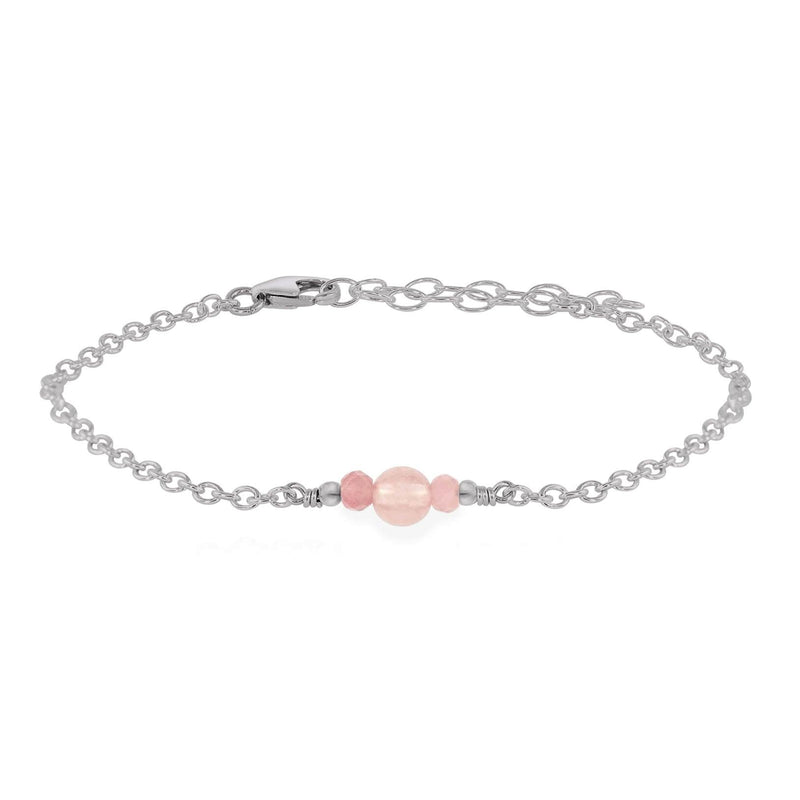 Dainty Bracelet - Rose Quartz - Stainless Steel - Luna Tide Handmade Jewellery