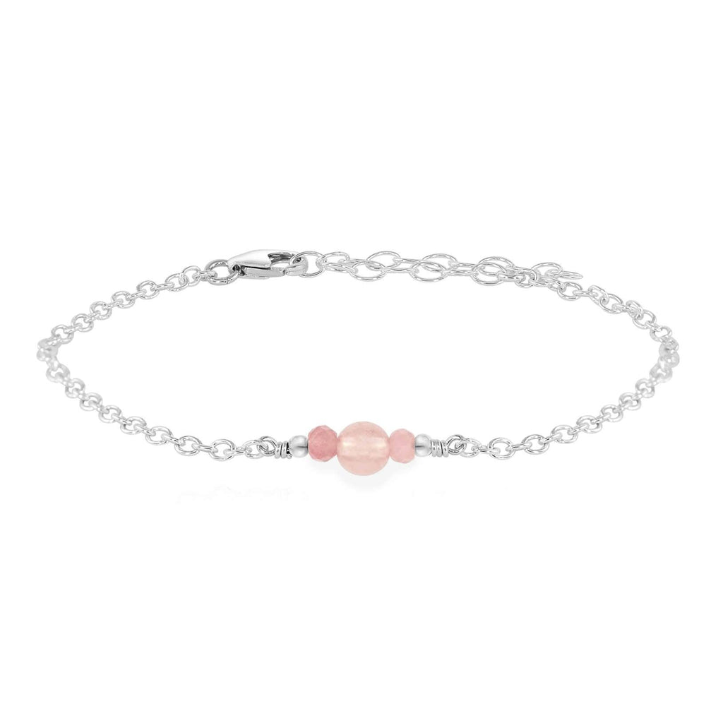 Dainty Rose Quartz Gemstone Bracelet - Dainty Rose Quartz Gemstone Bracelet - Sterling Silver - Luna Tide Handmade Crystal Jewellery