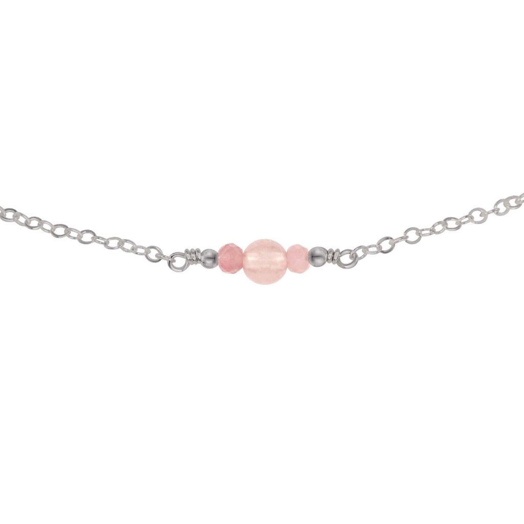 Dainty Rose Quartz Gemstone Choker Necklace - Dainty Rose Quartz Gemstone Choker Necklace - Stainless Steel - Luna Tide Handmade Crystal Jewellery