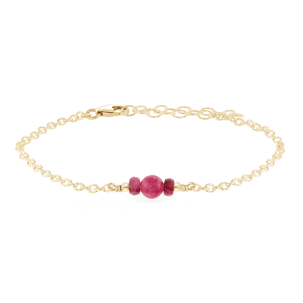Dainty Ruby Gemstone Bracelet - Dainty Ruby Gemstone Bracelet - 14k Gold Fill - Luna Tide Handmade Crystal Jewellery