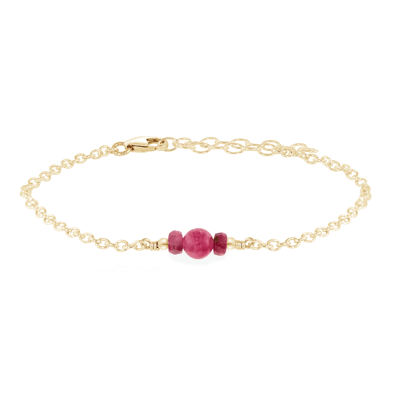 Dainty Ruby Gemstone Bracelet - Dainty Ruby Gemstone Bracelet - 14k Gold Fill - Luna Tide Handmade Crystal Jewellery