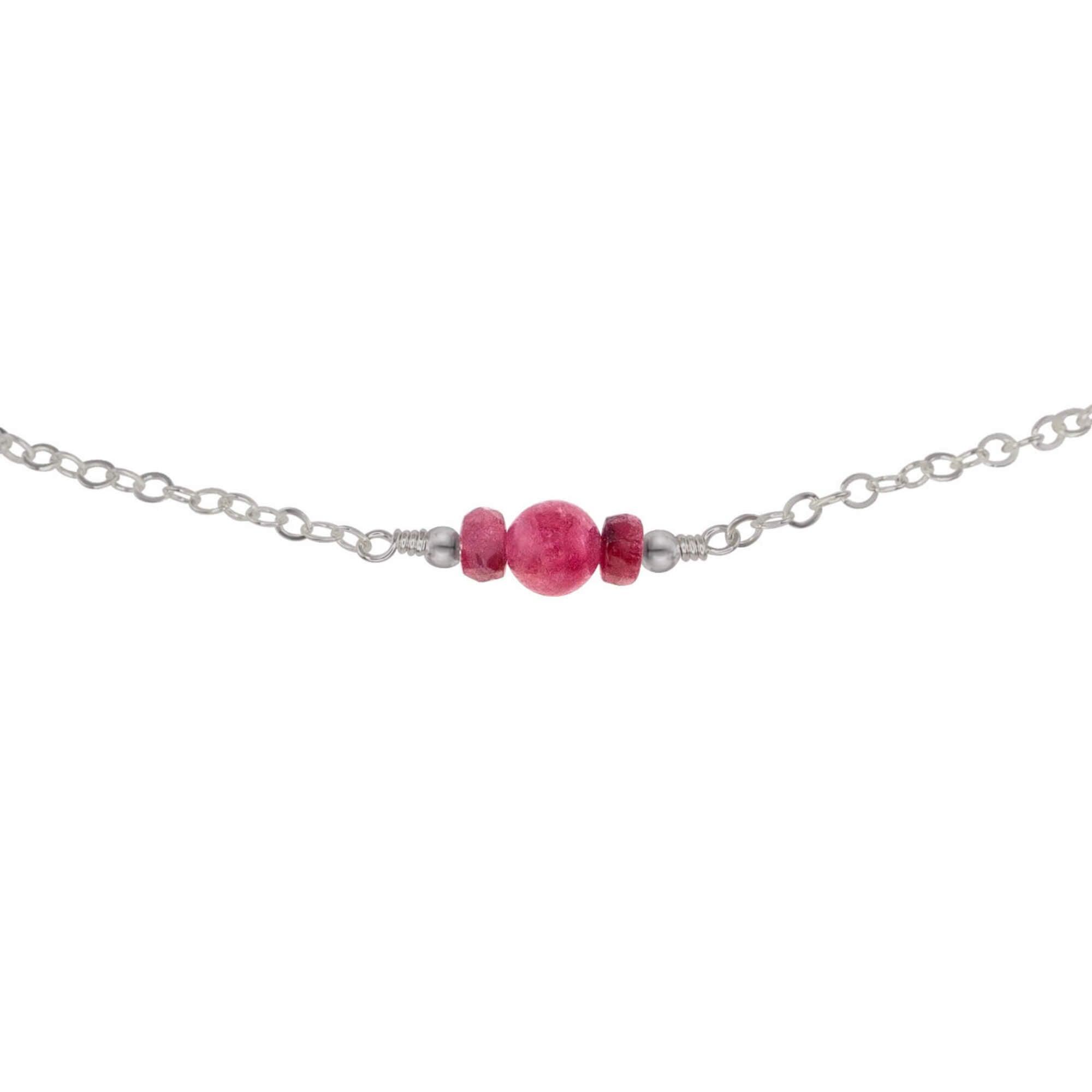 Dainty Ruby Gemstone Choker Necklace - Dainty Ruby Gemstone Choker Necklace - Stainless Steel - Luna Tide Handmade Crystal Jewellery