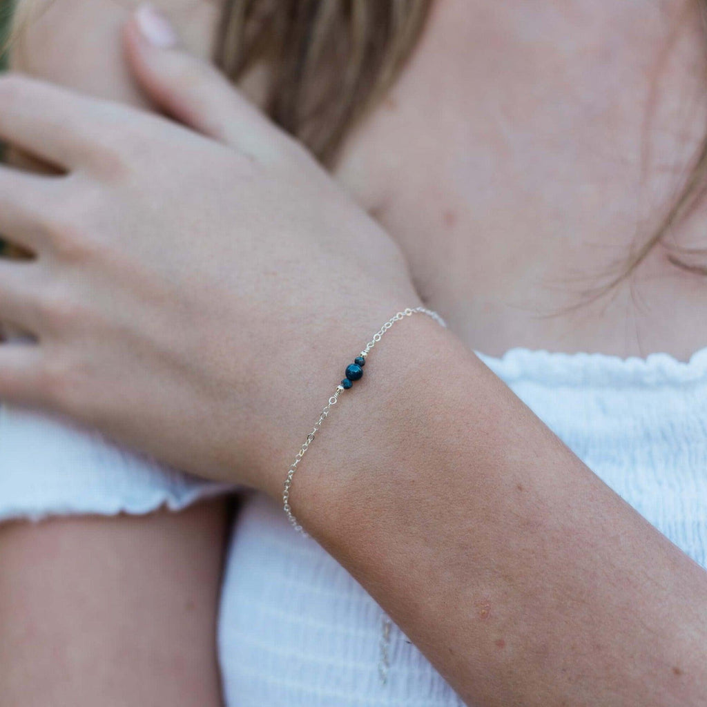 Dainty Sapphire Gemstone Bracelet - Dainty Sapphire Gemstone Bracelet - Sterling Silver - Luna Tide Handmade Crystal Jewellery