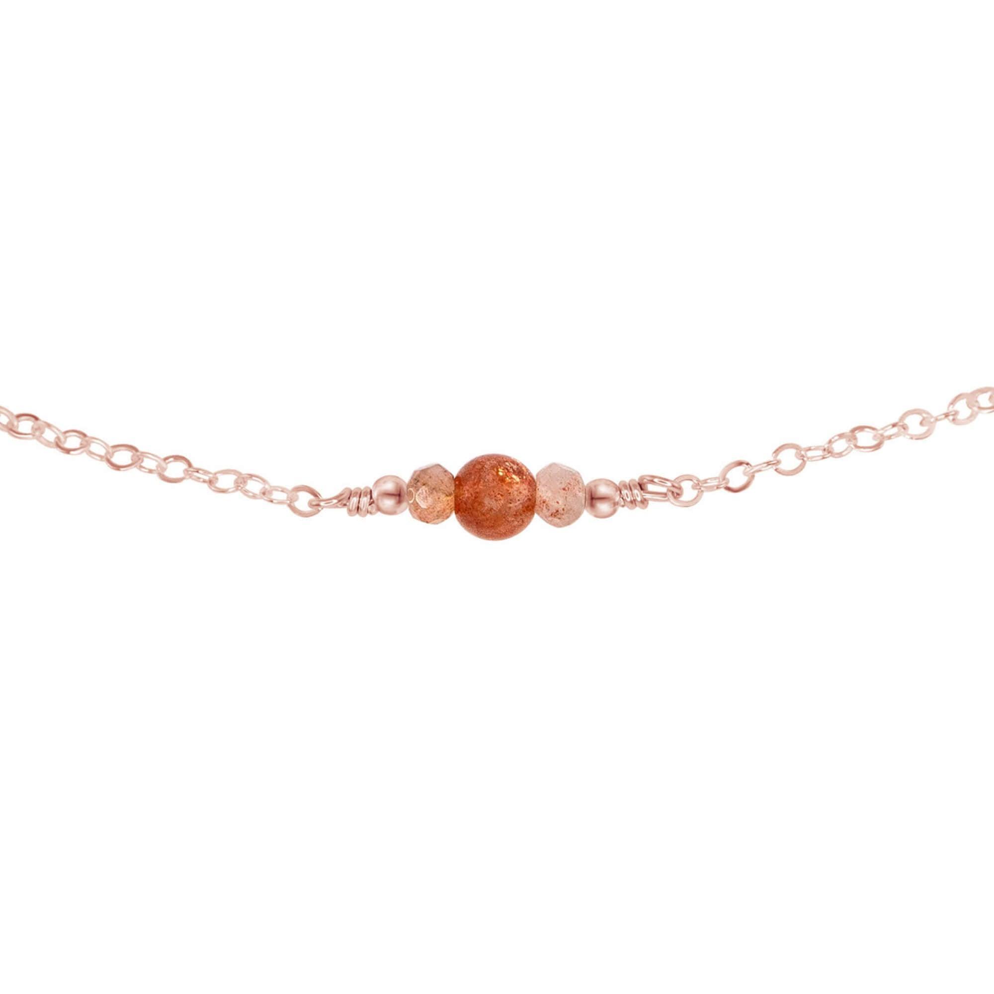 Dainty Sunstone Gemstone Choker Necklace - Dainty Sunstone Gemstone Choker Necklace - 14k Rose Gold Fill - Luna Tide Handmade Crystal Jewellery