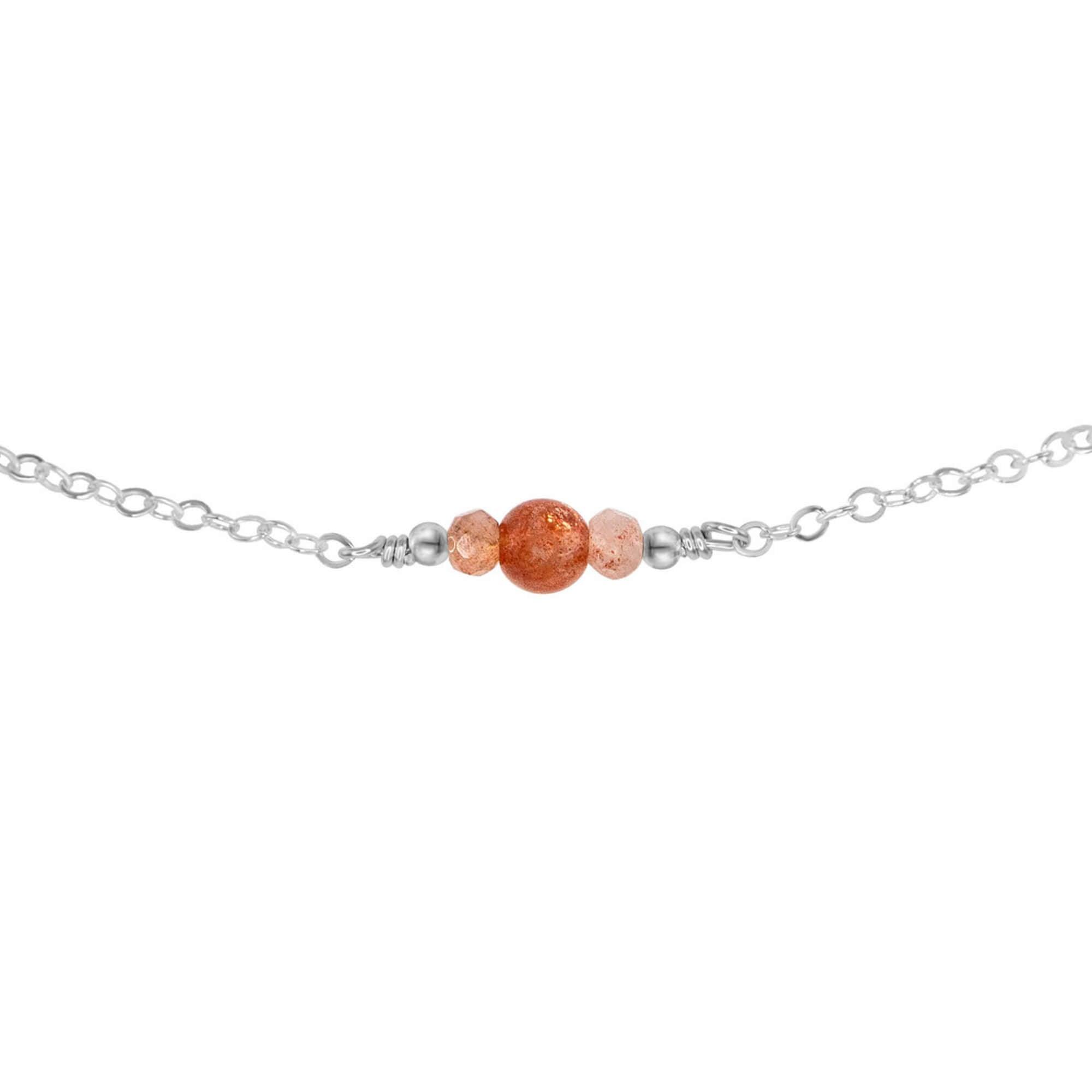 Dainty Sunstone Gemstone Choker Necklace - Dainty Sunstone Gemstone Choker Necklace - Sterling Silver - Luna Tide Handmade Crystal Jewellery