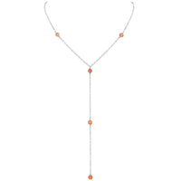 Dainty Y Necklace - Sunstone - Sterling Silver - Luna Tide Handmade Jewellery