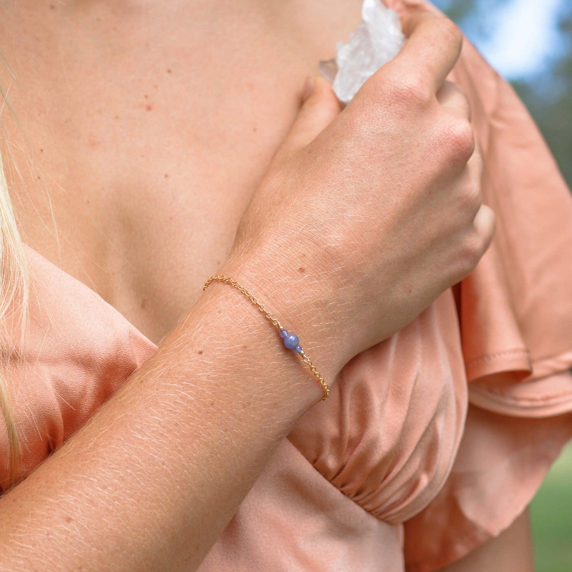 Dainty Tanzanite Gemstone Bracelet - Dainty Tanzanite Gemstone Bracelet - Sterling Silver - Luna Tide Handmade Crystal Jewellery