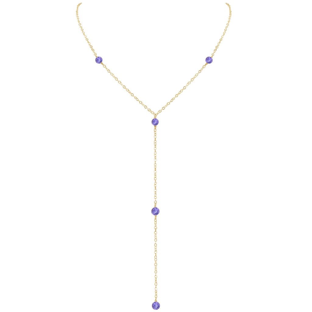 Dainty Tanzanite Lariat Necklace - Dainty Tanzanite Lariat Necklace - 14k Gold Fill - Luna Tide Handmade Crystal Jewellery