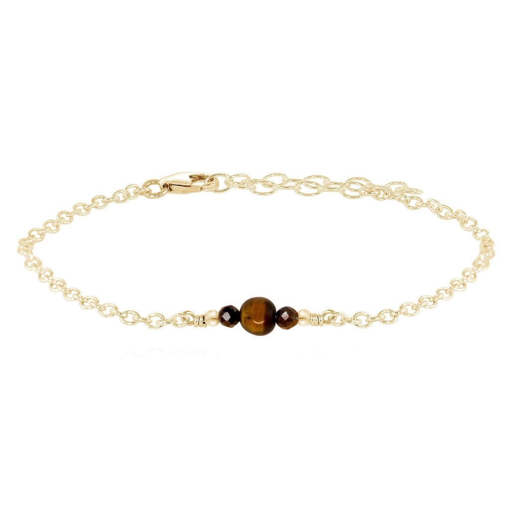 Dainty Tiger's Eye Gemstone Bracelet - Dainty Tiger's Eye Gemstone Bracelet - 14k Gold Fill - Luna Tide Handmade Crystal Jewellery