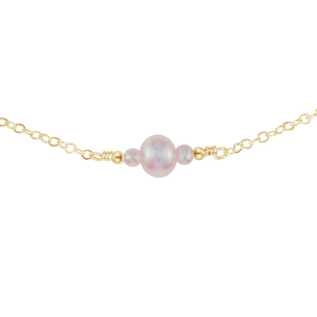 Dainty White Freshwater Pearl Gemstone Choker Necklace - Dainty White Freshwater Pearl Gemstone Choker Necklace - 14k Gold Fill - Luna Tide Handmade Crystal Jewellery