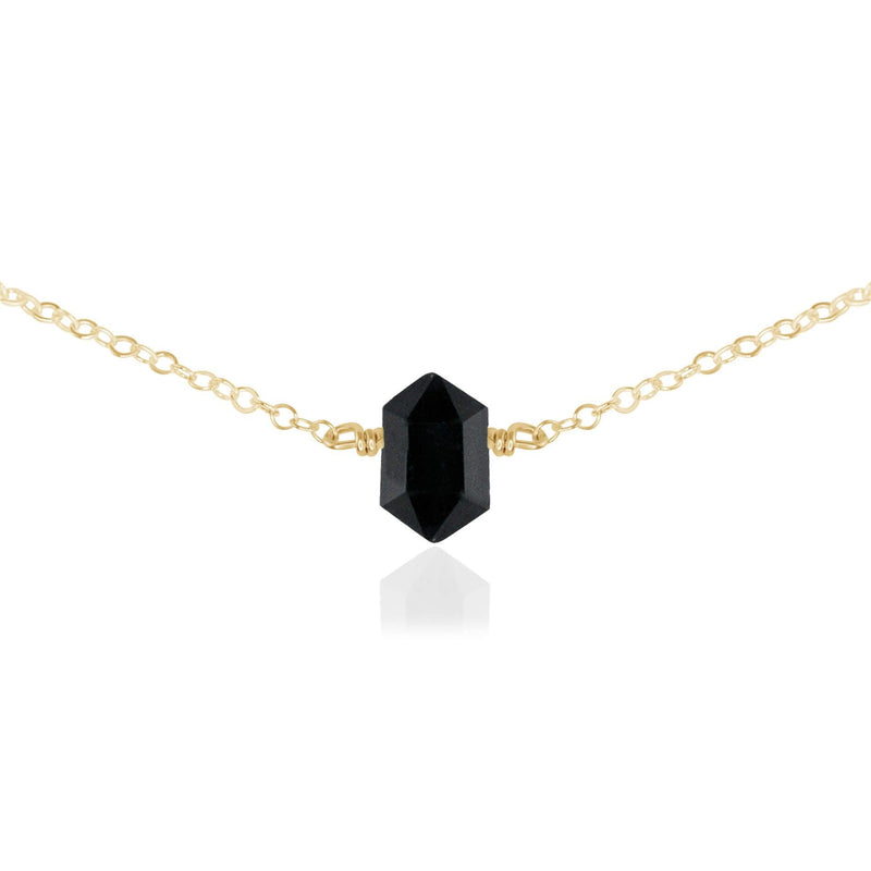 Double Terminated Crystal Choker - Black Tourmaline - 14K Gold Fill - Luna Tide Handmade Jewellery