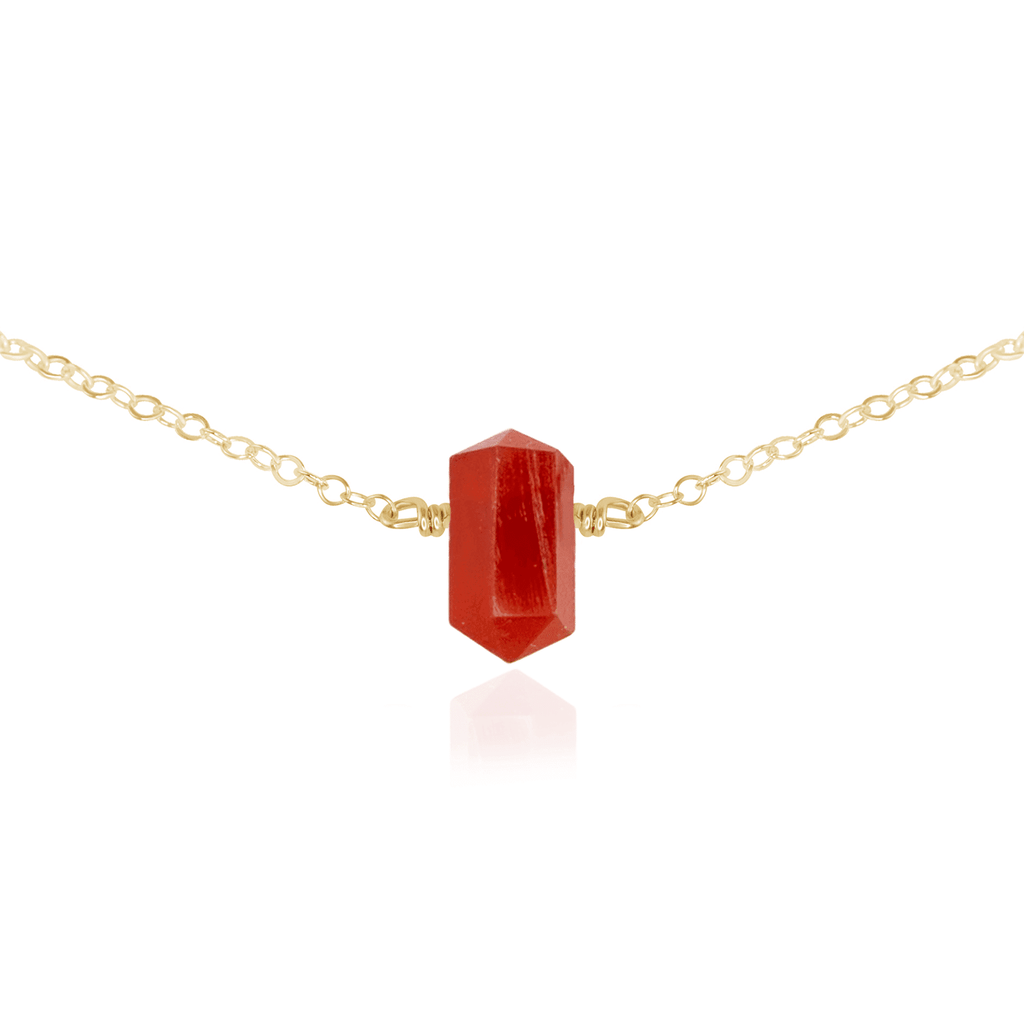 Double Terminated Carnelian Mini Crystal Point Choker Necklace - Double Terminated Carnelian Mini Crystal Point Choker Necklace - 14k Gold Fill - Luna Tide Handmade Crystal Jewellery