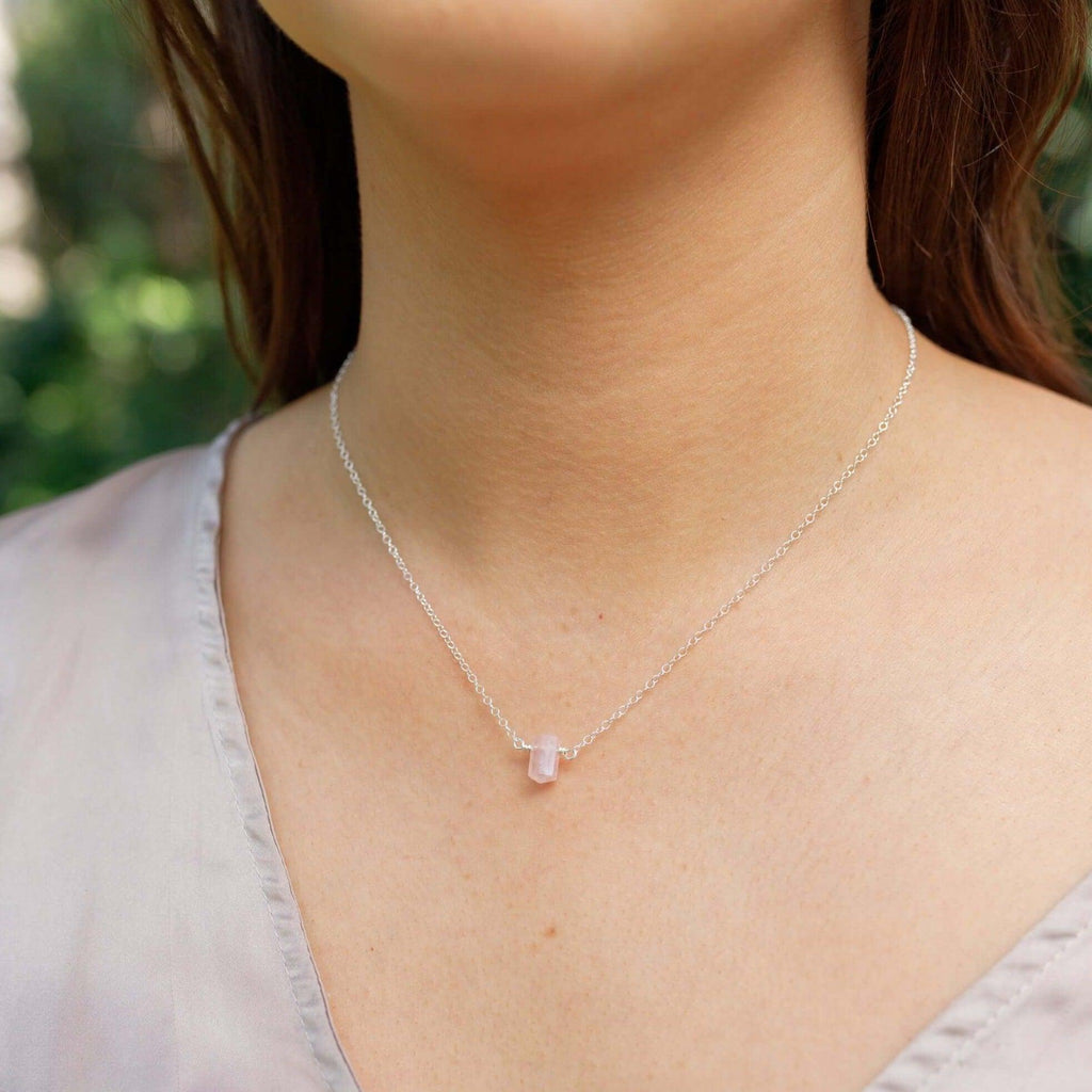 Double Terminated Rose Quartz Mini Crystal Point Necklace - Double Terminated Rose Quartz Mini Crystal Point Necklace - 14k Gold Fill - Luna Tide Handmade Crystal Jewellery
