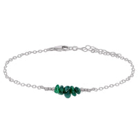 Chip Bead Bar Anklet - Emerald - Stainless Steel - Luna Tide Handmade Jewellery