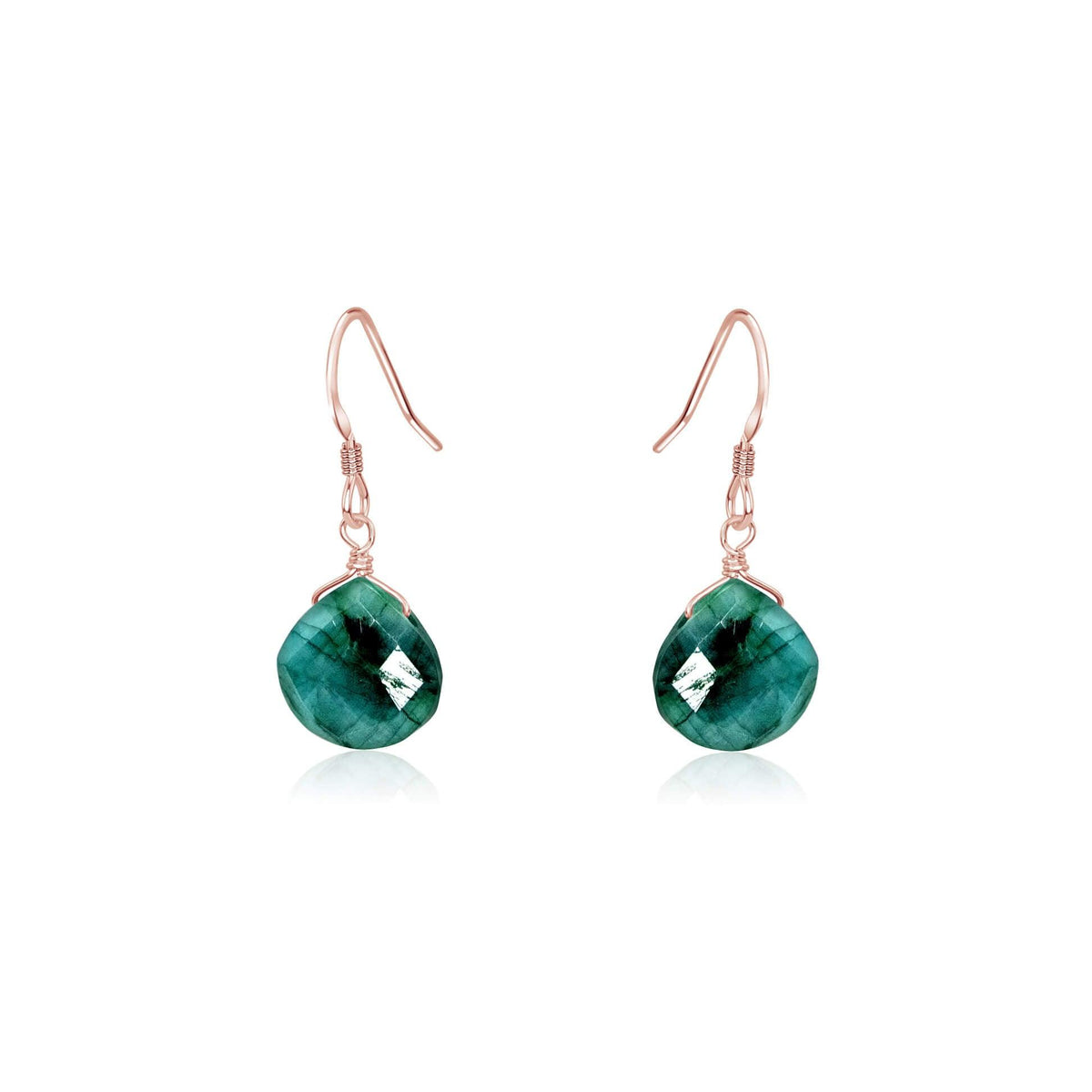 Teardrop Earrings - Emerald - 14K Rose Gold Fill - Luna Tide Handmade Jewellery