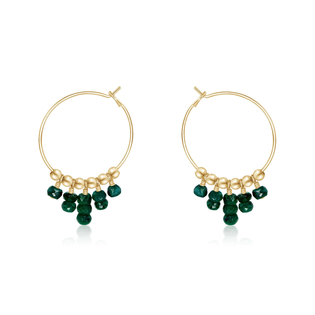 Emerald Statement Hoop Earrings - Emerald Statement Hoop Earrings - 14k Gold Fill - Luna Tide Handmade Crystal Jewellery
