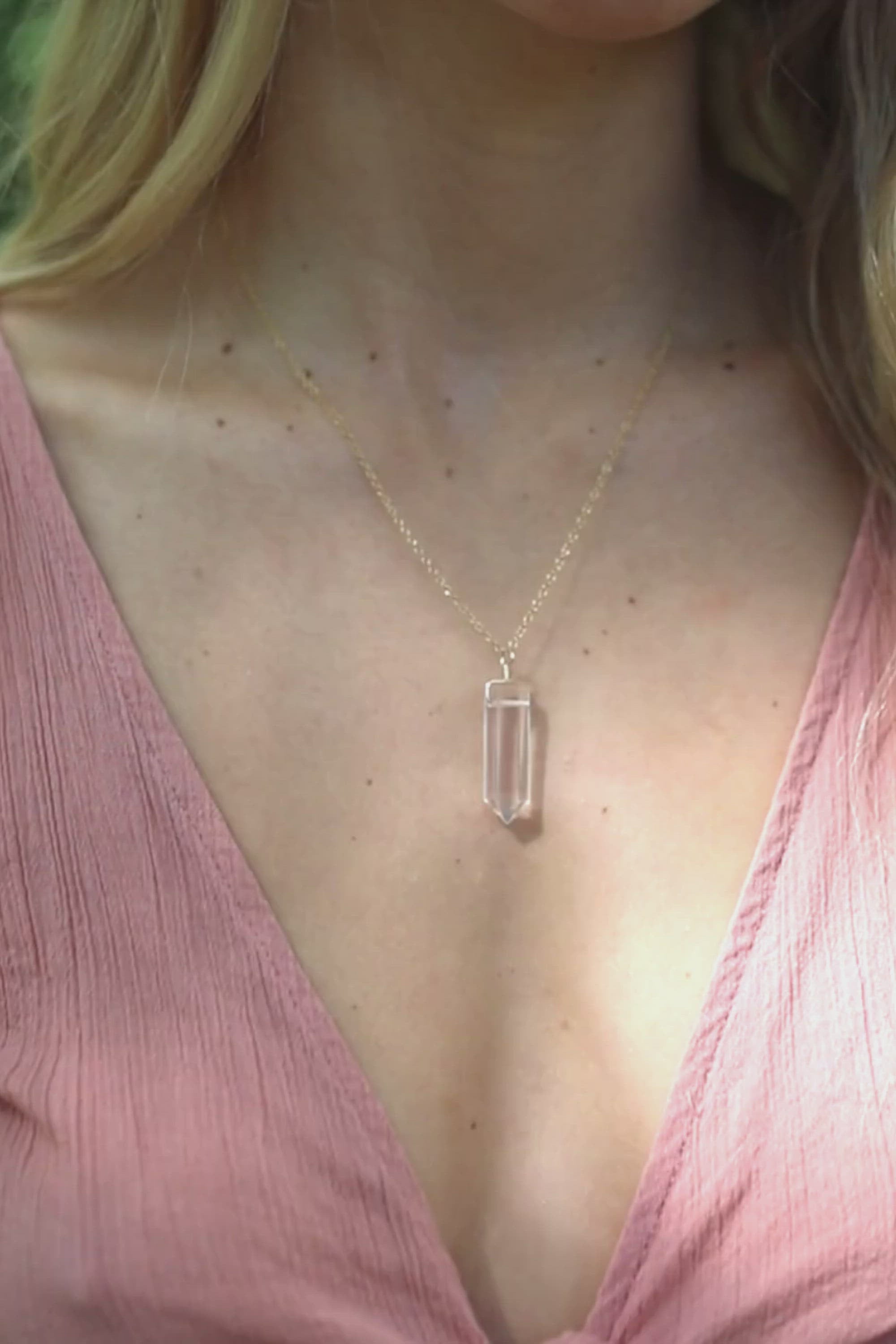 Crystal Quartz Generator Point Pendant Necklace