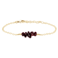 Chip Bead Bar Bracelet - Garnet - 14K Gold Fill - Luna Tide Handmade Jewellery