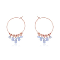 Hoop Earrings - Blue Lace Agate - 14K Rose Gold Fill - Luna Tide Handmade Jewellery