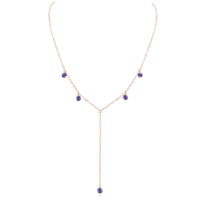 Boho Y Necklace - Iolite - 14K Rose Gold Fill - Luna Tide Handmade Jewellery