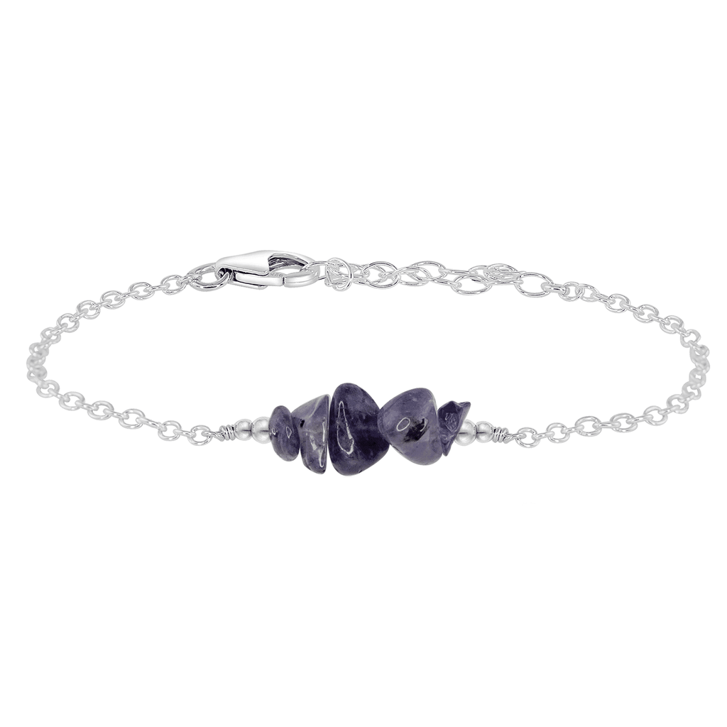Iolite Chip Bead Bar Bracelet - Iolite Chip Bead Bar Bracelet - Sterling Silver - Luna Tide Handmade Crystal Jewellery