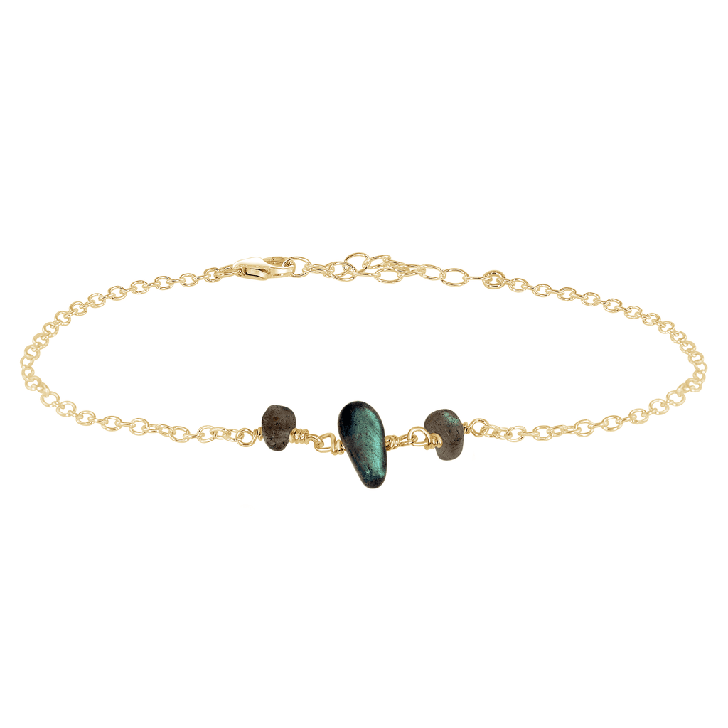 Labradorite Beaded Chain Anklet - Labradorite Beaded Chain Anklet - 14k Gold Fill - Luna Tide Handmade Crystal Jewellery
