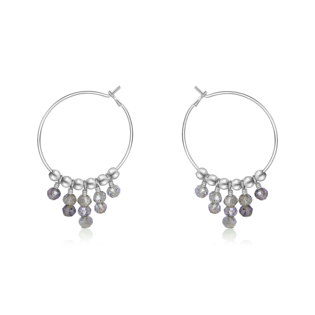 Labradorite Statement Hoop Earrings - Labradorite Statement Hoop Earrings - Sterling Silver - Luna Tide Handmade Crystal Jewellery