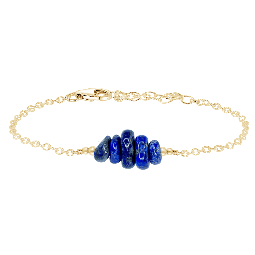 Lapis Lazuli Chip Bead Bar Bracelet - Lapis Lazuli Chip Bead Bar Bracelet - 14k Gold Fill - Luna Tide Handmade Crystal Jewellery