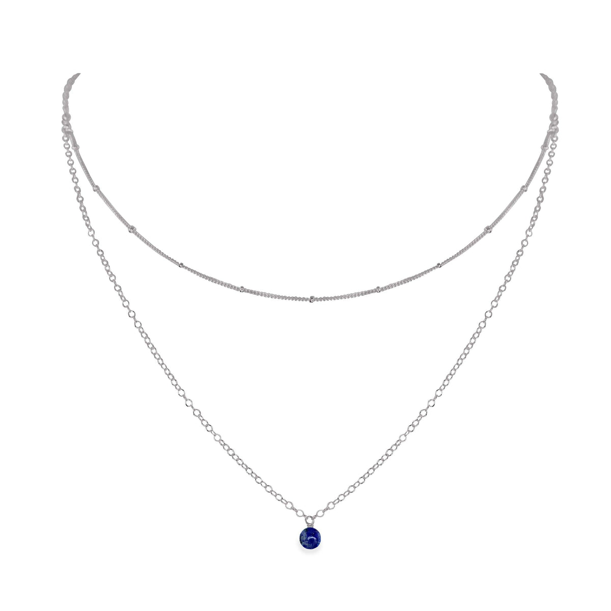 Layered Choker - Lapis Lazuli - Stainless Steel - Luna Tide Handmade Jewellery