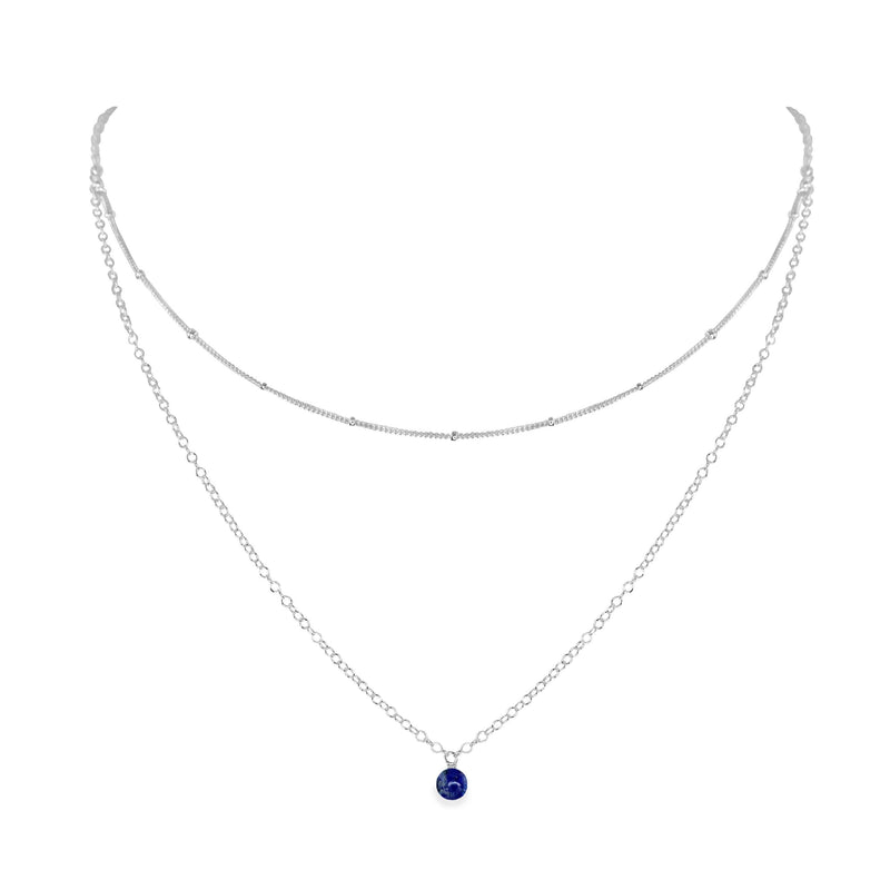 Layered Choker - Lapis Lazuli - Sterling Silver - Luna Tide Handmade Jewellery